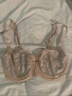 Victoria's Secret Nude Rhinestone Underwire Bra